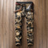 Vintage Mid Waist Long Trousers Men's Ripped Jeans Straight Pants